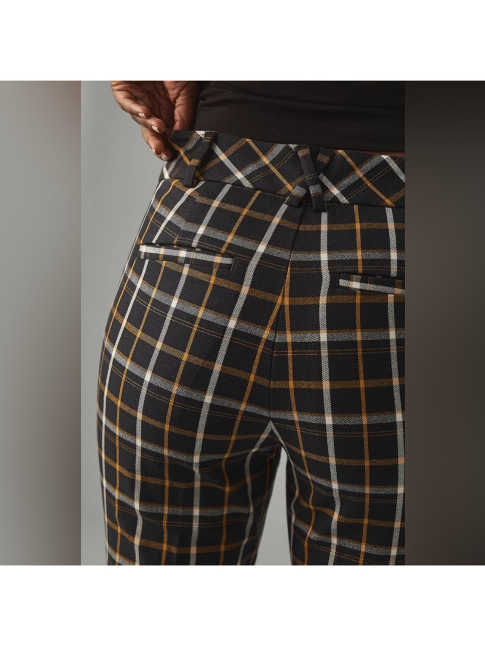 Anthropologie Trouser Pants The Essential Office Casual Black Plaid . Size 6. - Picture 8 of 9
